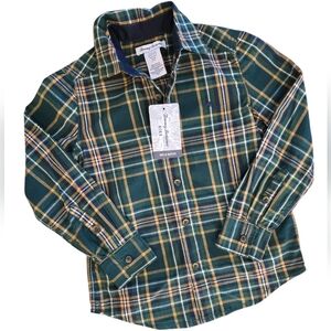 NWT Tommy Bahama Kids Plaid Button Down Shirt Navy, Green, Yellow